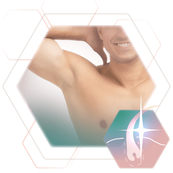 honeycomb image with a man and smooth armpits