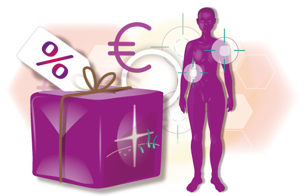 graphic with a package and a women
